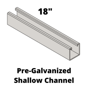 Shallow Channel With Short Slots 14 Gauge 1-5/8" X 13/16" 18 In Long Pre Galv